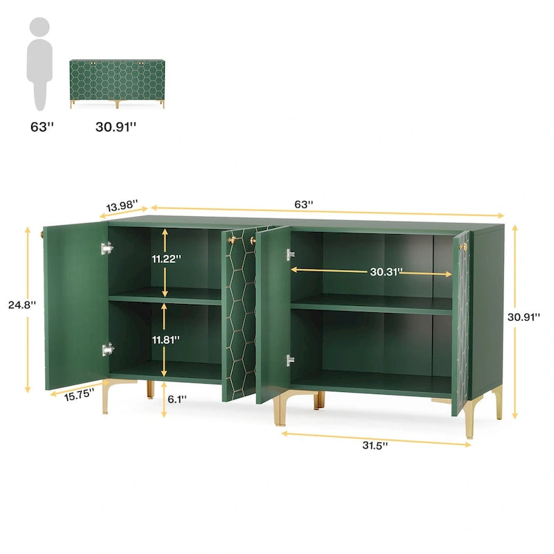 Meuble de rangement d'appoint moderne de 31.5 pour salon et cuisine (lot de 2 )
