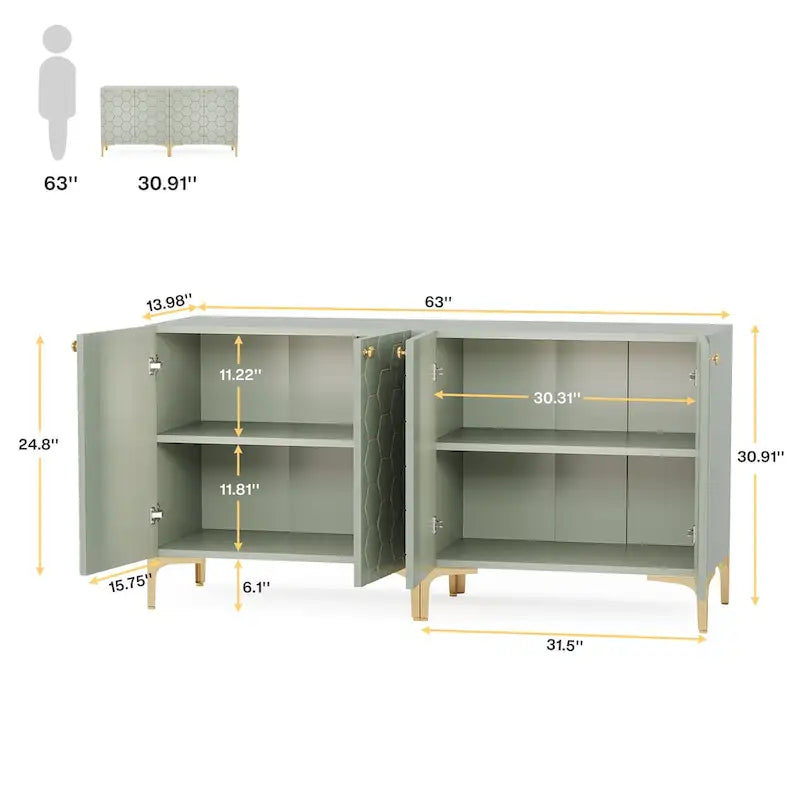 Meuble de rangement d'appoint moderne de 31.5 pour salon et cuisine (lot de 2 )