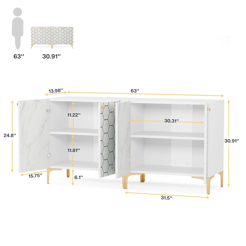 Meuble de rangement d'appoint moderne de 31.5 pour salon et cuisine (lot de 2 )