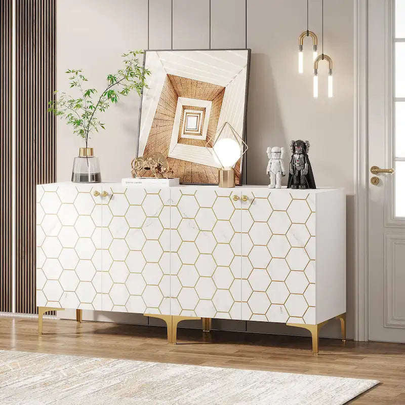 Meuble de rangement d'appoint moderne de 31.5 pour salon et cuisine (lot de 2 )