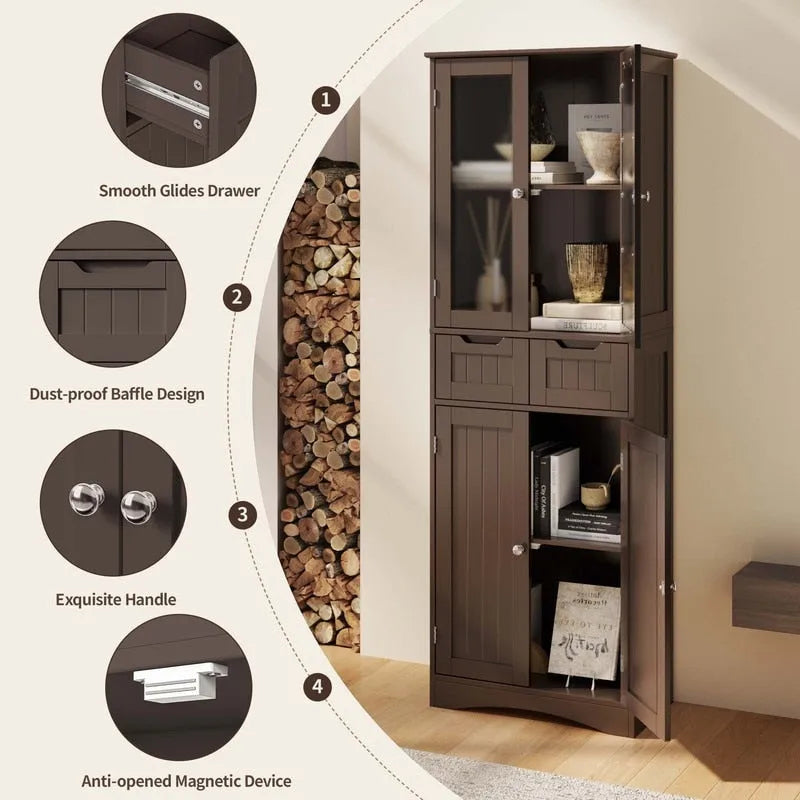 Dispensa alta da cucina, mobile contenitore indipendente, mobile contenitore da bagno con ante