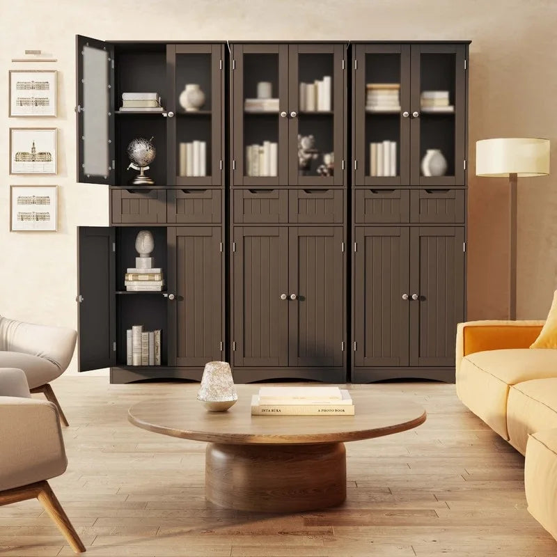 Dispensa alta da cucina, mobile contenitore indipendente, mobile contenitore da bagno con ante