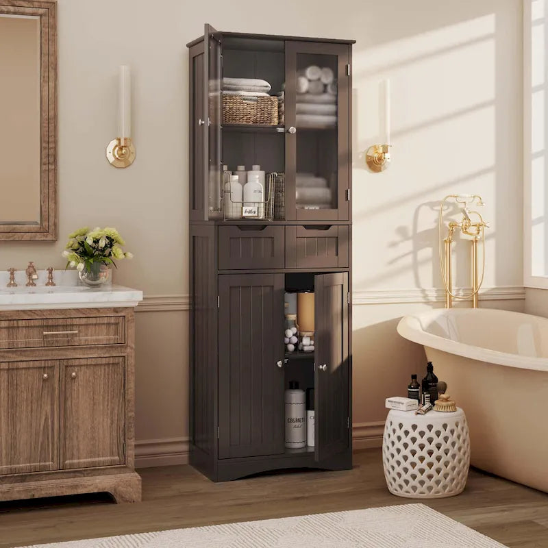 Dispensa alta da cucina, mobile contenitore indipendente, mobile contenitore da bagno con ante