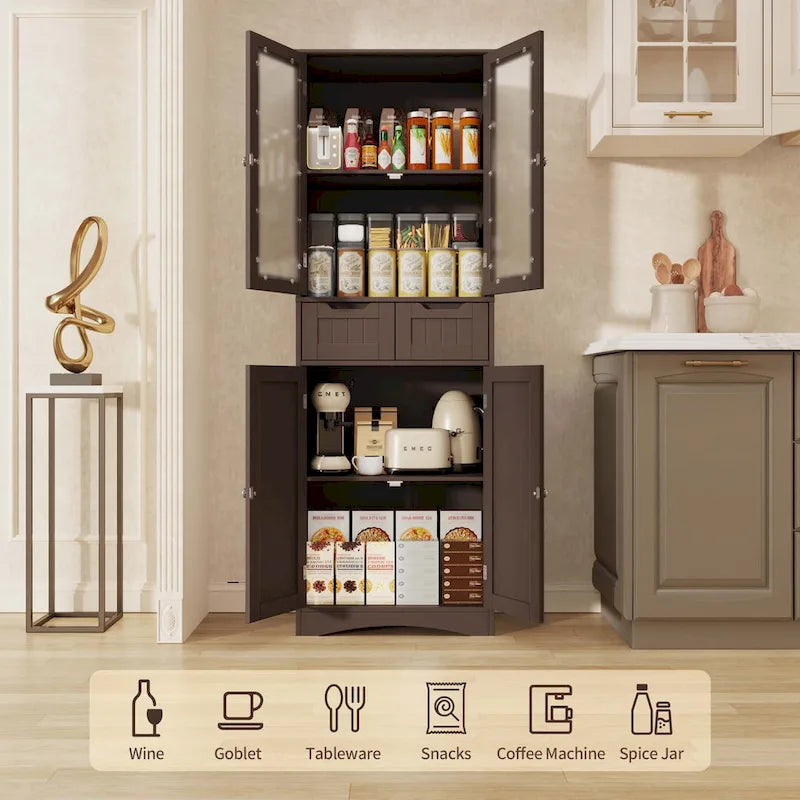 Dispensa alta da cucina, mobile contenitore indipendente, mobile contenitore da bagno con ante