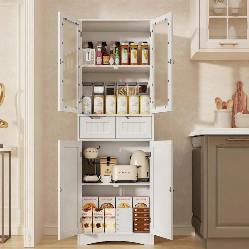 Dispensa alta da cucina, mobile contenitore indipendente, mobile contenitore da bagno con ante