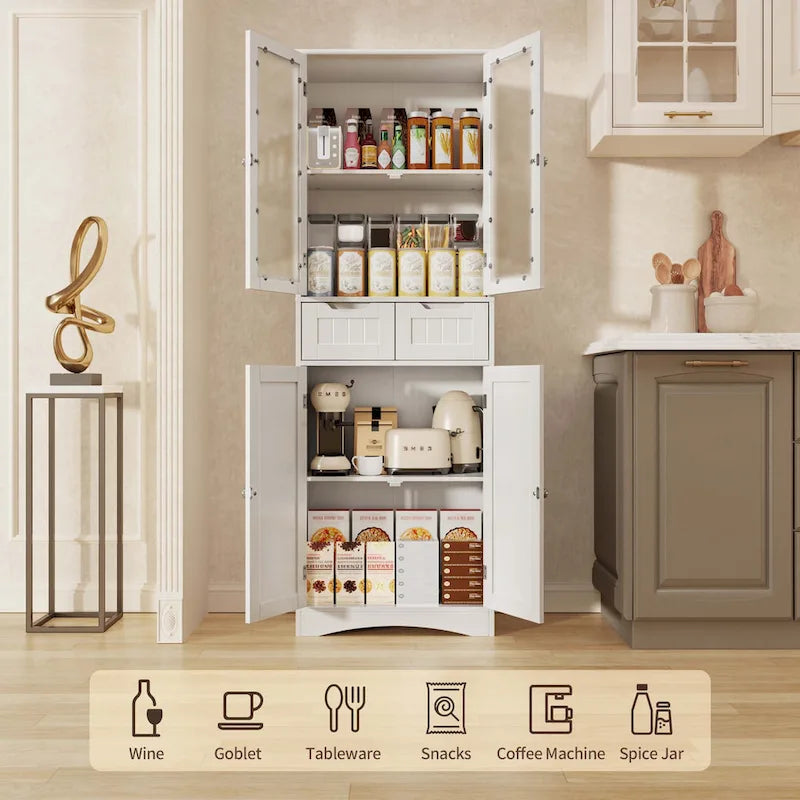 Dispensa alta da cucina, mobile contenitore indipendente, mobile contenitore da bagno con ante