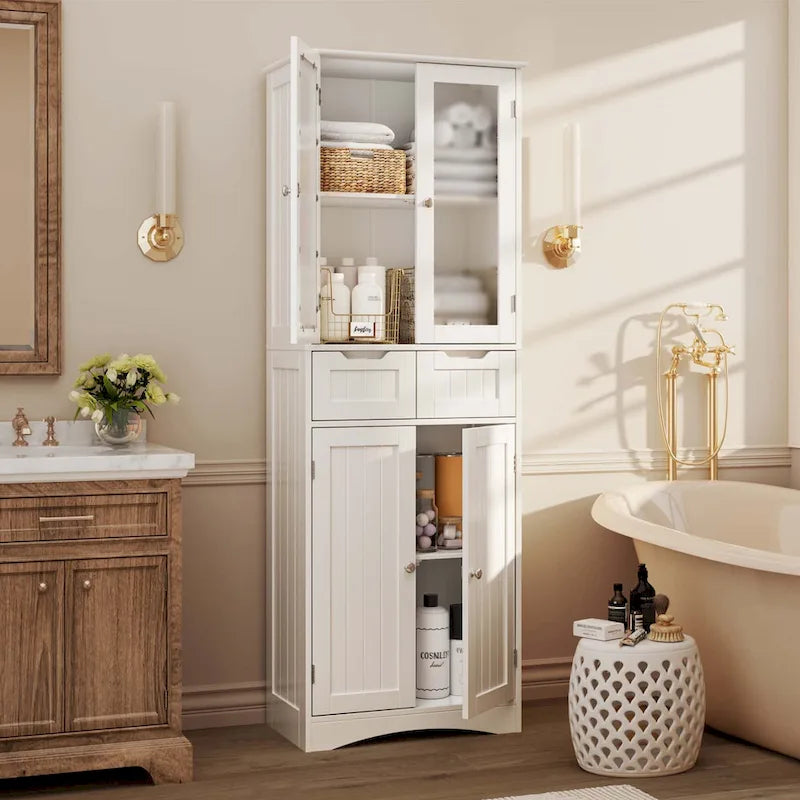 Dispensa alta da cucina, mobile contenitore indipendente, mobile contenitore da bagno con ante