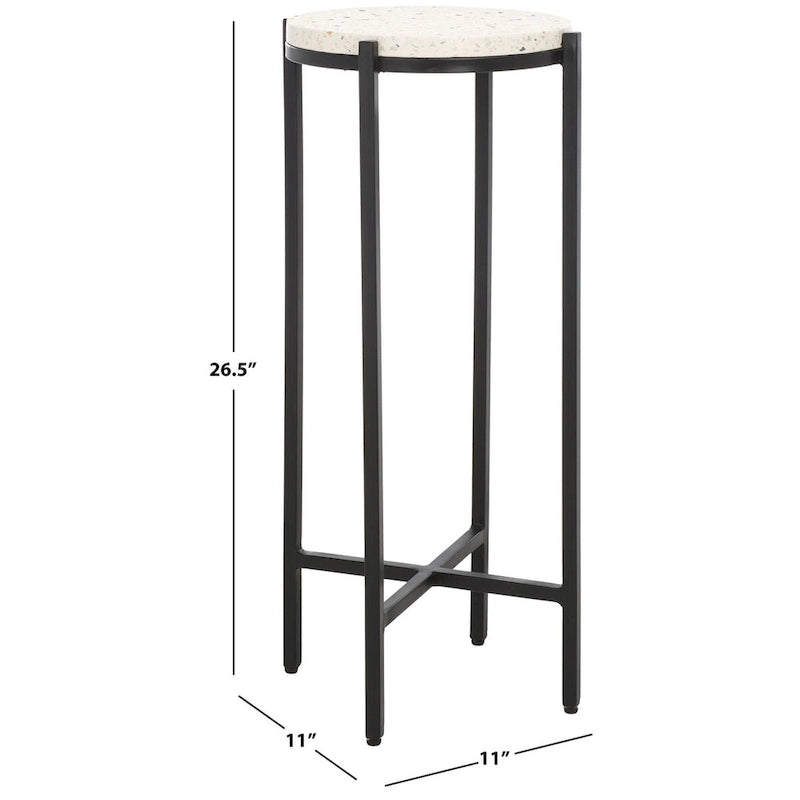 Round Marble Top Drink Table (Fully Assembled) - 11 In. W x 11 In. D x 26.5 In. H - 11Wx11Dx27H