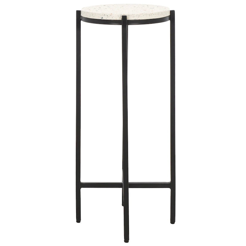 Tavolino rotondo con piano in marmo per bevande (completamente assemblato) - 11 In. W x 11 In. D x 26.5 In. H - 11Wx11Dx27H