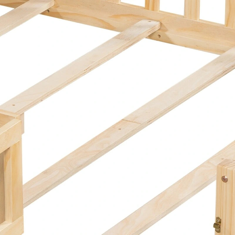 Full-size Floor Beds with Bookcases and Blackboards for Kids