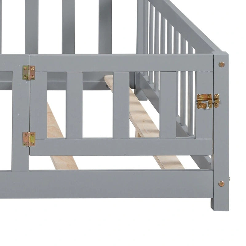 Full-size Floor Beds with Bookcases and Blackboards for Kids