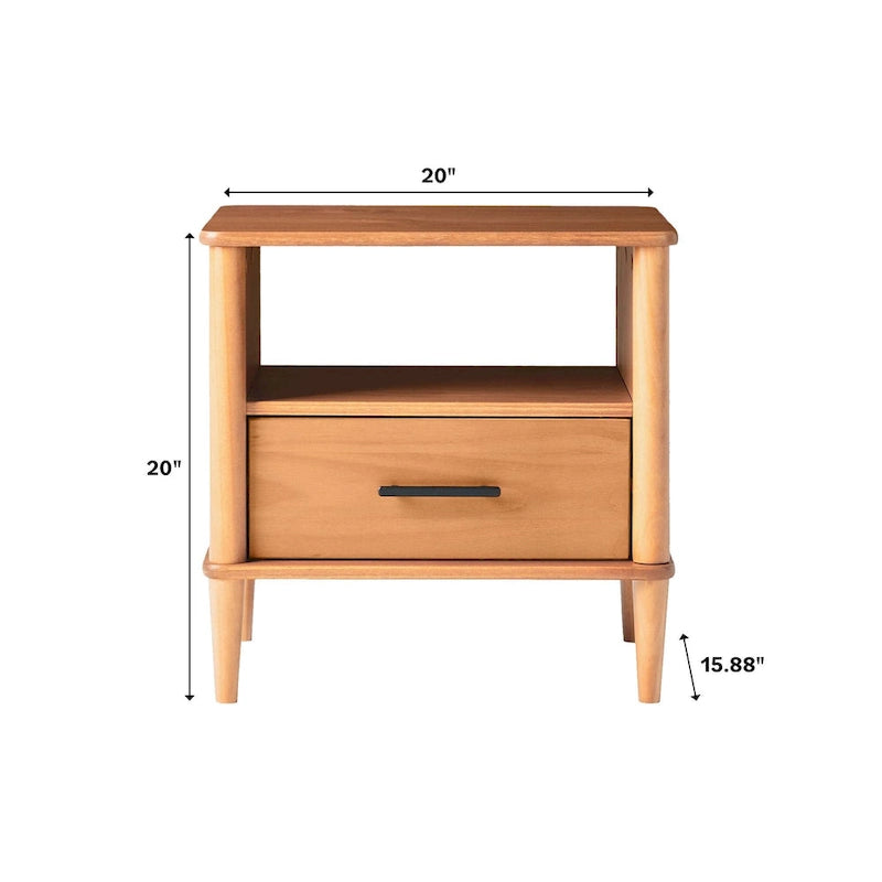 Mid-Century-Modern-Nachttische aus Massivholz mit Spindeldesign (2er-Set)
