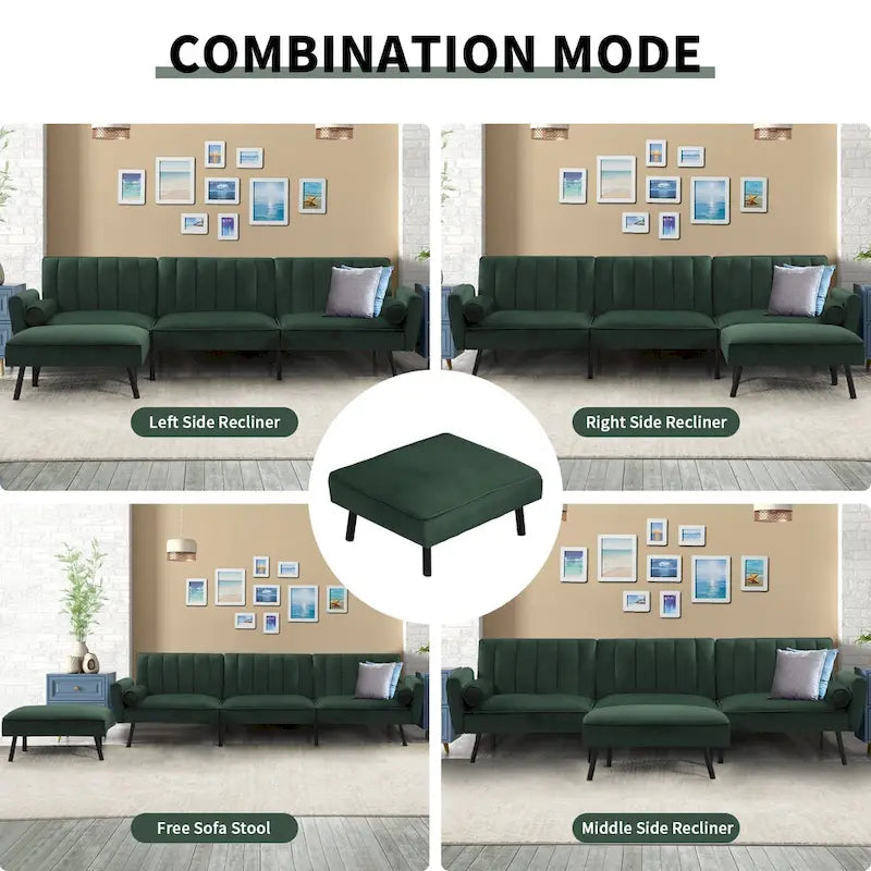 Canapé-lit futon convertible avec ottoman méridienne pour bureau, canapé-lit futon en velours
