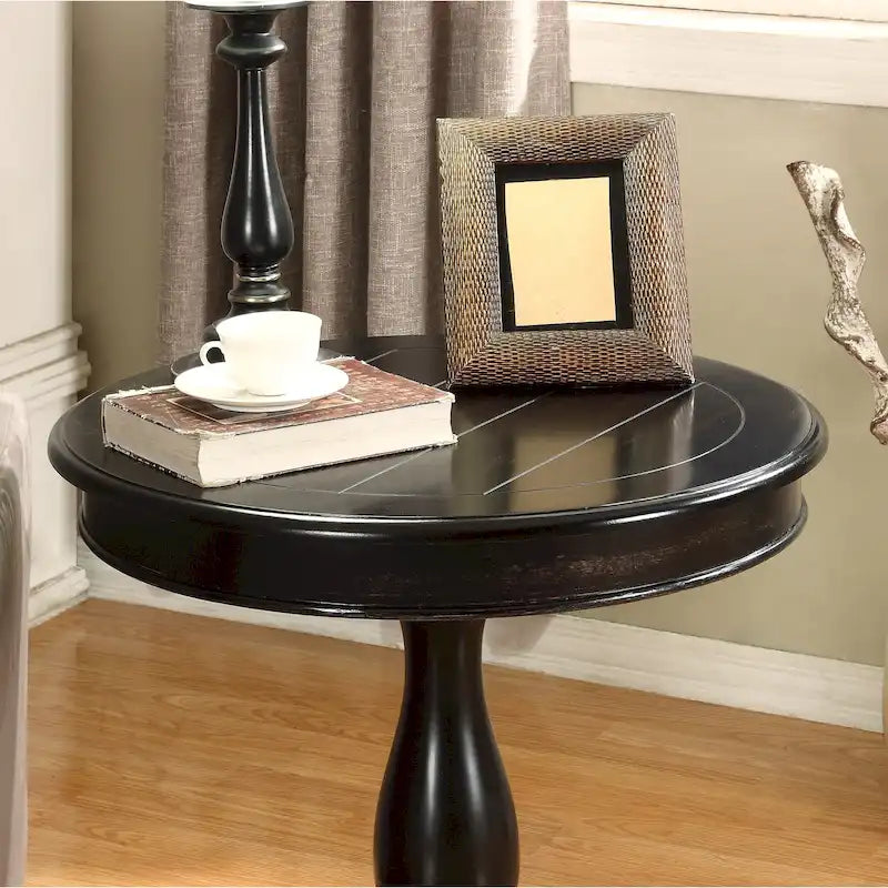 Round Wood Pedestal Side Table