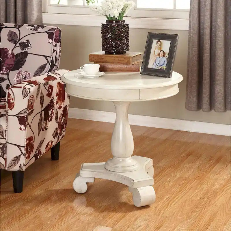 Round Wood Pedestal Side Table