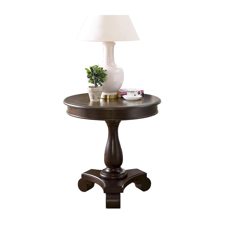 Round Wood Pedestal Side Table