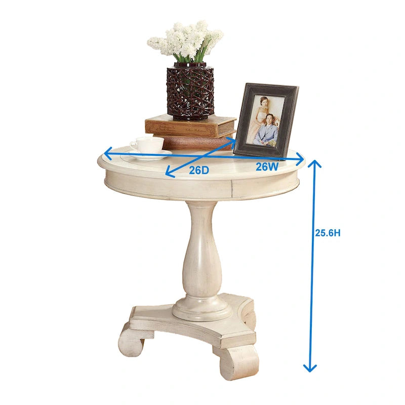 Round Wood Pedestal Side Table