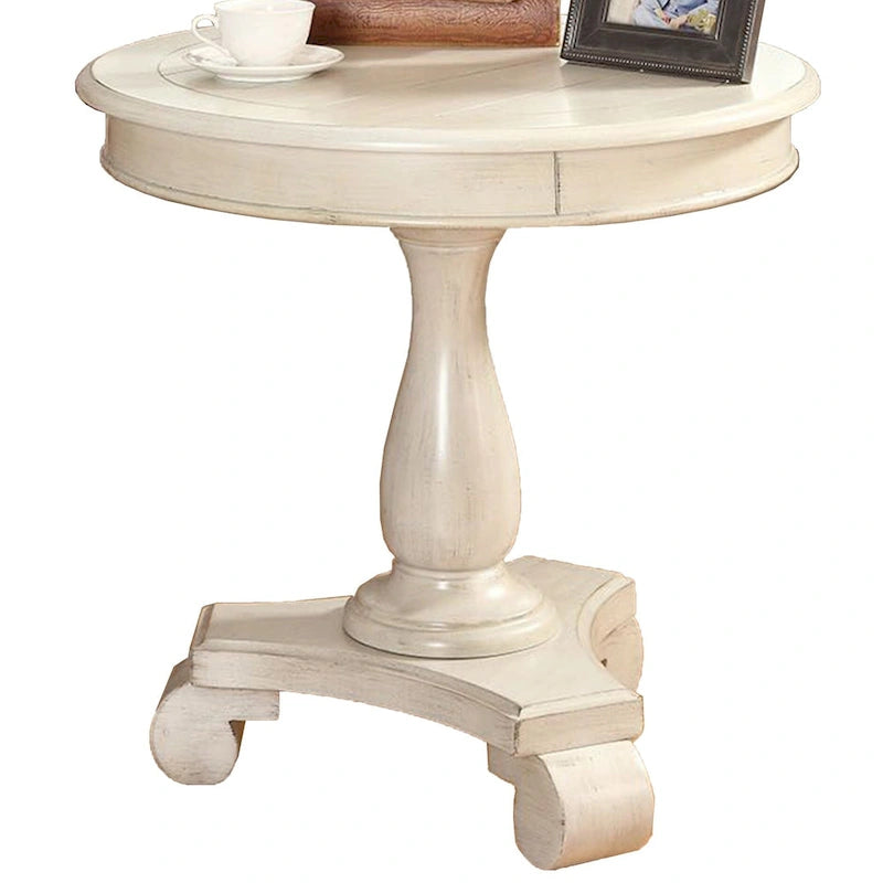 Round Wood Pedestal Side Table
