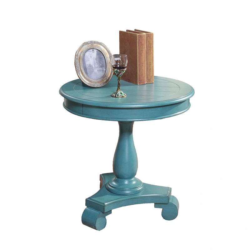Round Wood Pedestal Side Table
