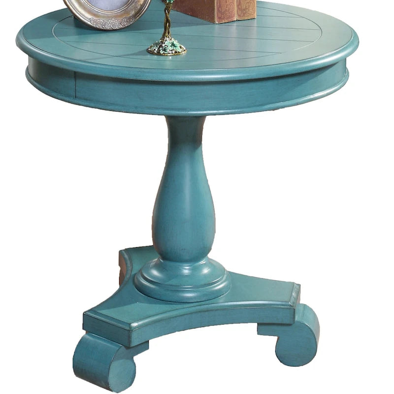 Round Wood Pedestal Side Table