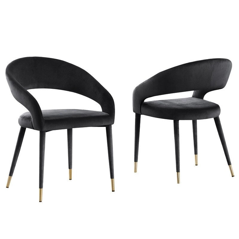 Contemporary Faux Leather Upholstered Dining Chair with Gold Accent (Set of 2)