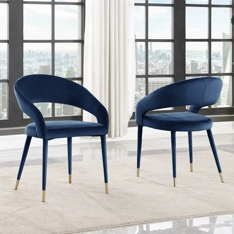 Contemporary Faux Leather Upholstered Dining Chair with Gold Accent (Set of 2)