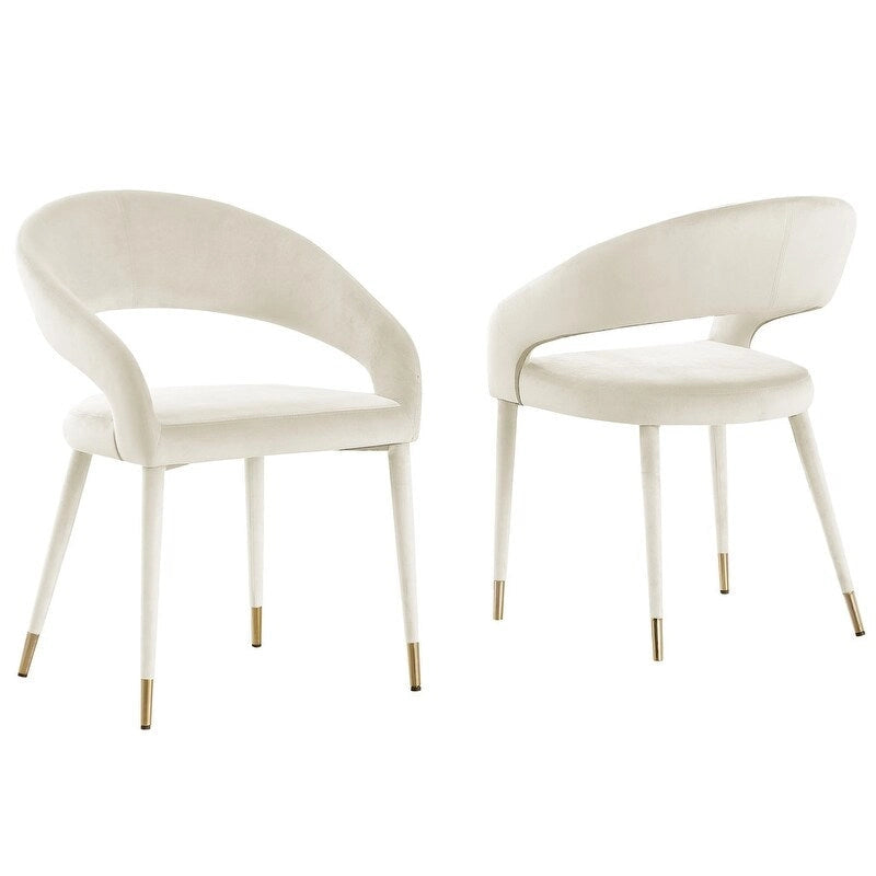 Contemporary Faux Leather Upholstered Dining Chair with Gold Accent (Set of 2)