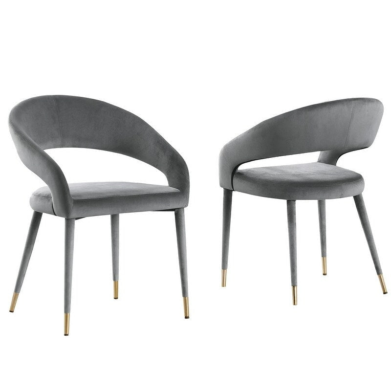 Contemporary Faux Leather Upholstered Dining Chair with Gold Accent (Set of 2)