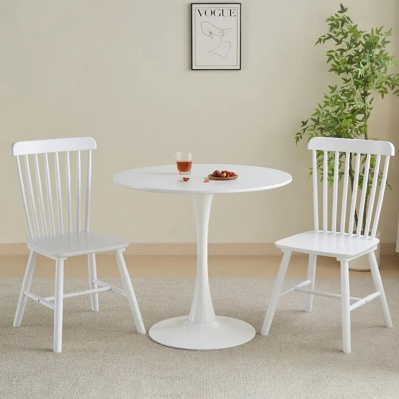 Round Dining table Modern kitchen table 31.5-inch tulip design with pedestal, medieval casual table seating 2 to 4 people