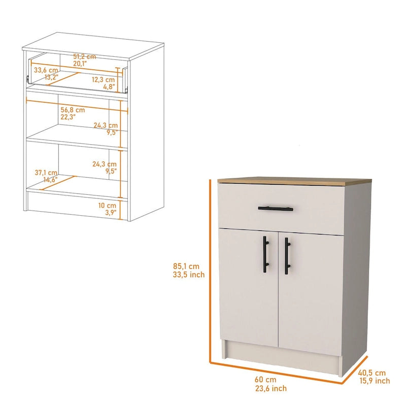 kitchen Pantry in melamine with 2 doors and 1 drawer - N/A
