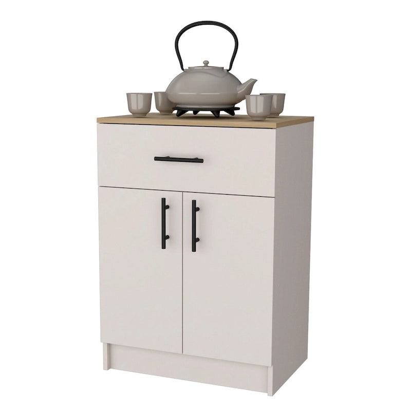 Garde-manger de cuisine en mélamine avec 2 portes et 1 tiroir - N/A