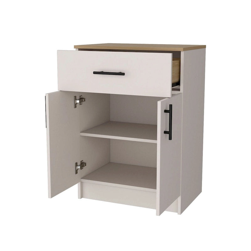 Garde-manger de cuisine en mélamine avec 2 portes et 1 tiroir - N/A