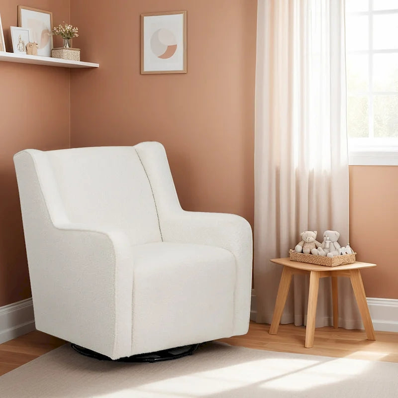 White Sherpa or Brown Velvet Swivel Rocker Accent Chair
